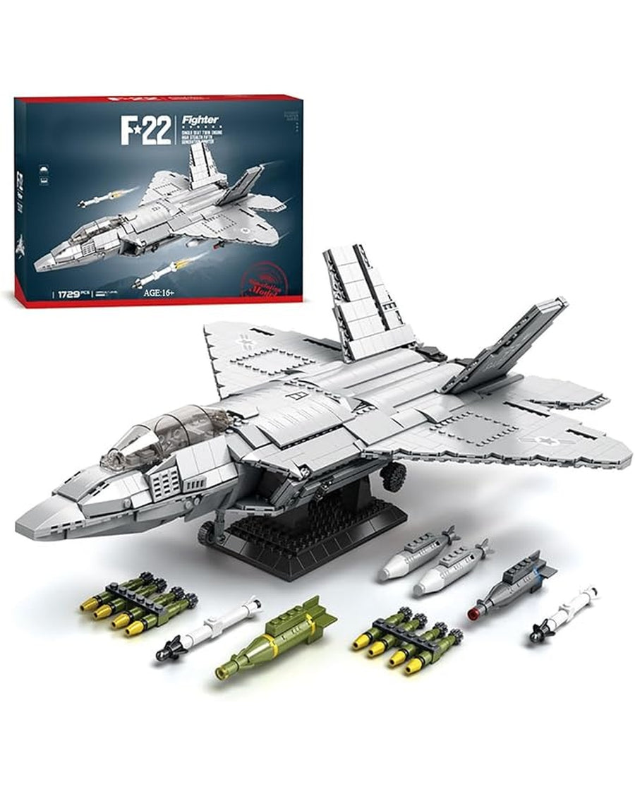 F-22 Raptor Fighter Jet Building Set – 1,729 Pieces